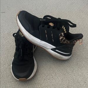 Adidas Girl’s Black and Gold Sneakers with Leopard Detail
